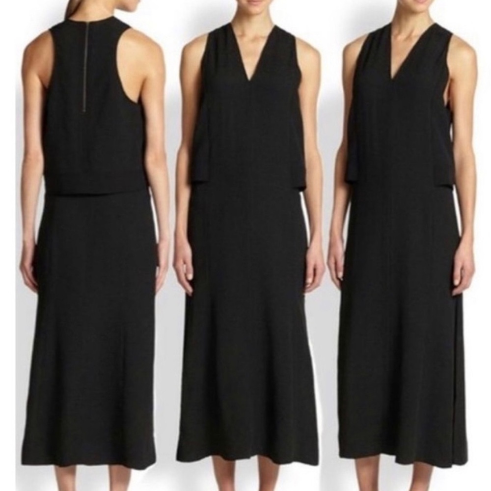 NWT Helmut Lang Silk Textured Black Dress Size 6